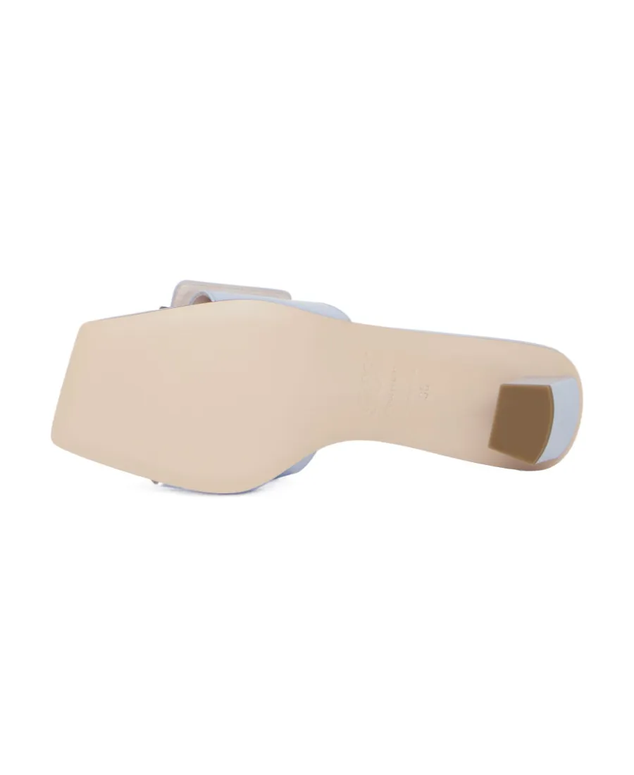 Love Metal Buckle Mules In Patent Leather