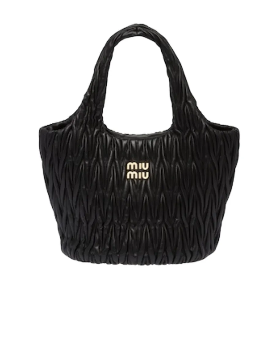 Miu Wander Matelassé Nappa Leather Tote