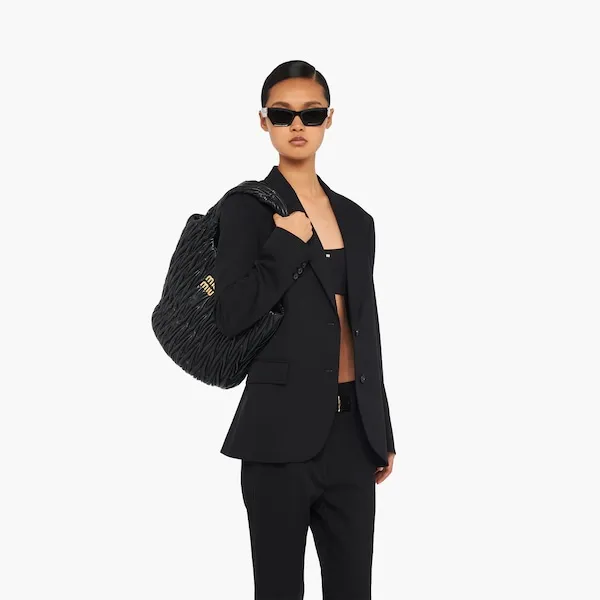 Miu Wander Matelassé Nappa Leather Tote