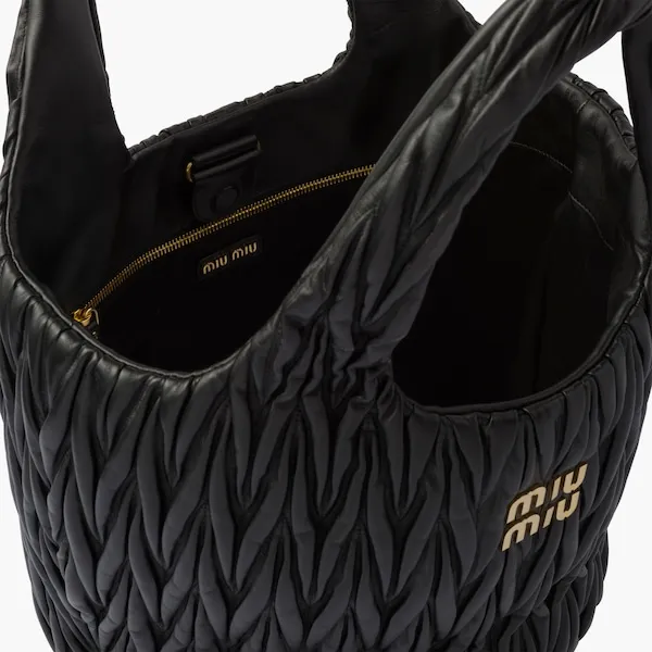 Miu Wander Matelassé Nappa Leather Tote