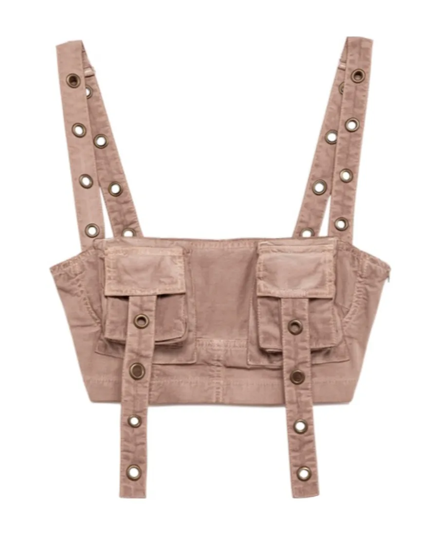 Blumarine Cargo-Style Eyelet Detailed Cropped Top