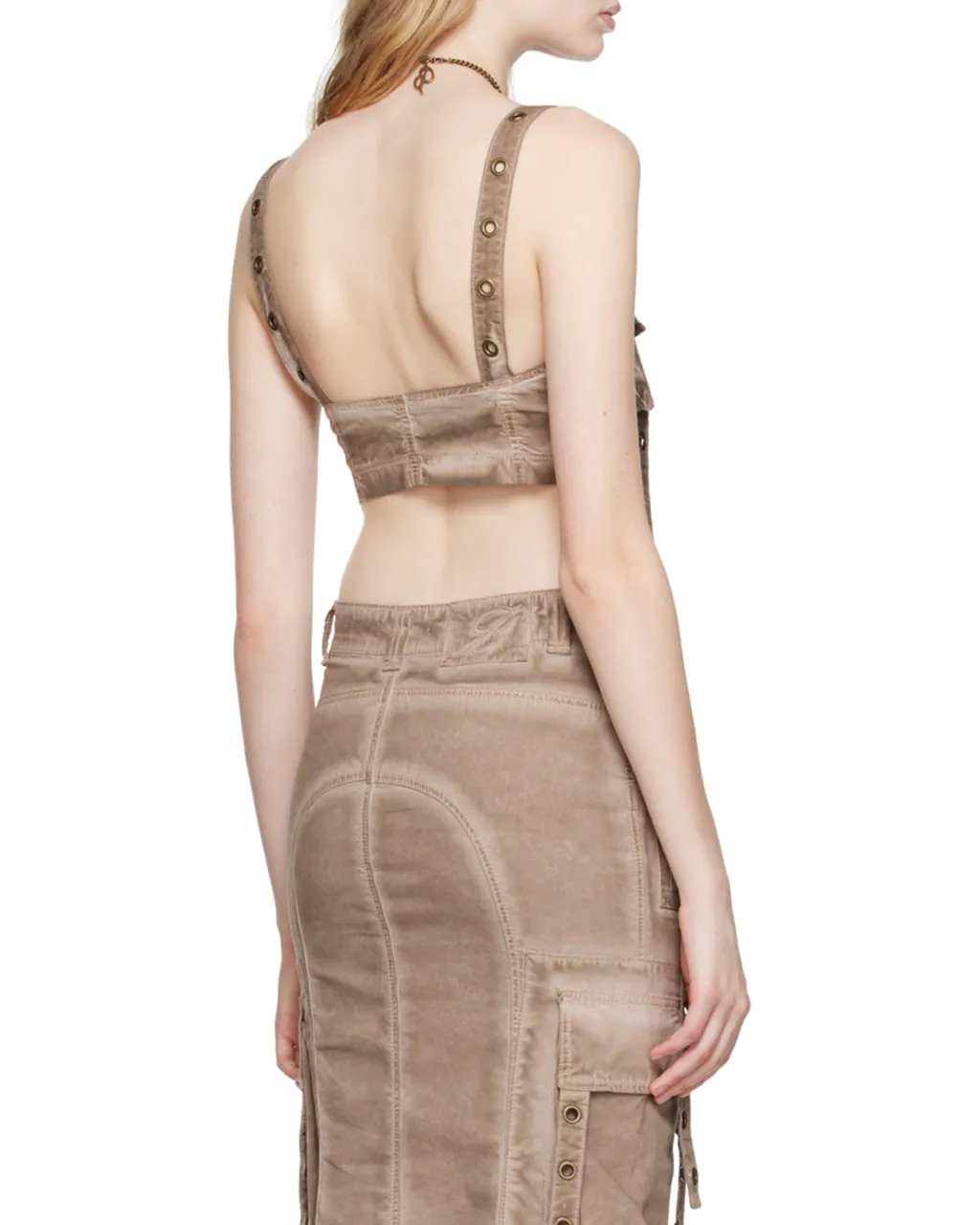 Blumarine Cargo-Style Eyelet Detailed Cropped Top