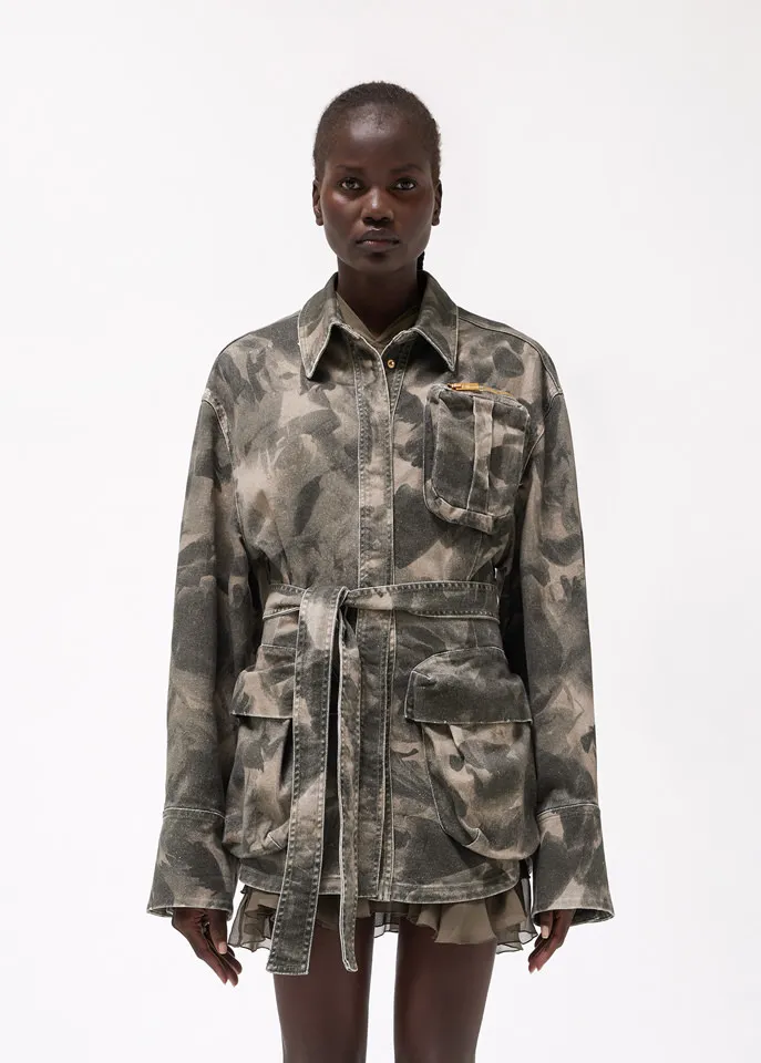 Jean Camouflage-Print Jacket