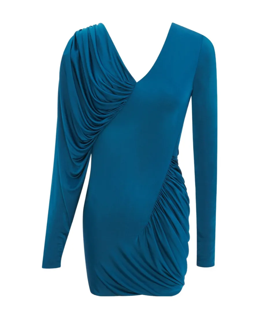 Saint Laurent Draped Long-Sleeved Dress