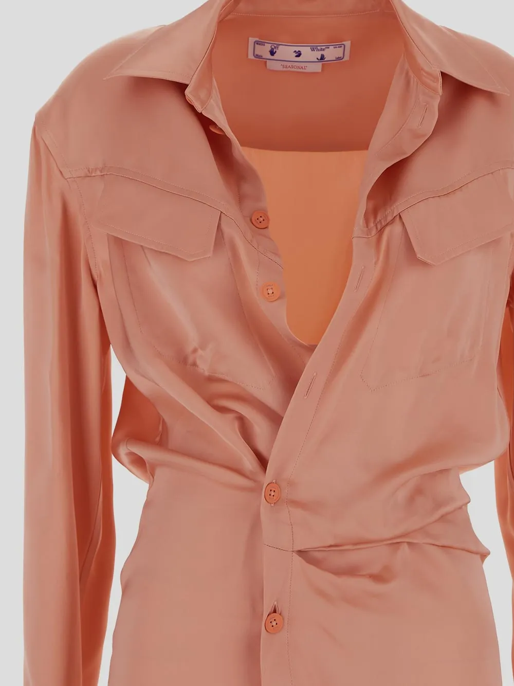 Off-White Buttoned Long-Sleeved Dress