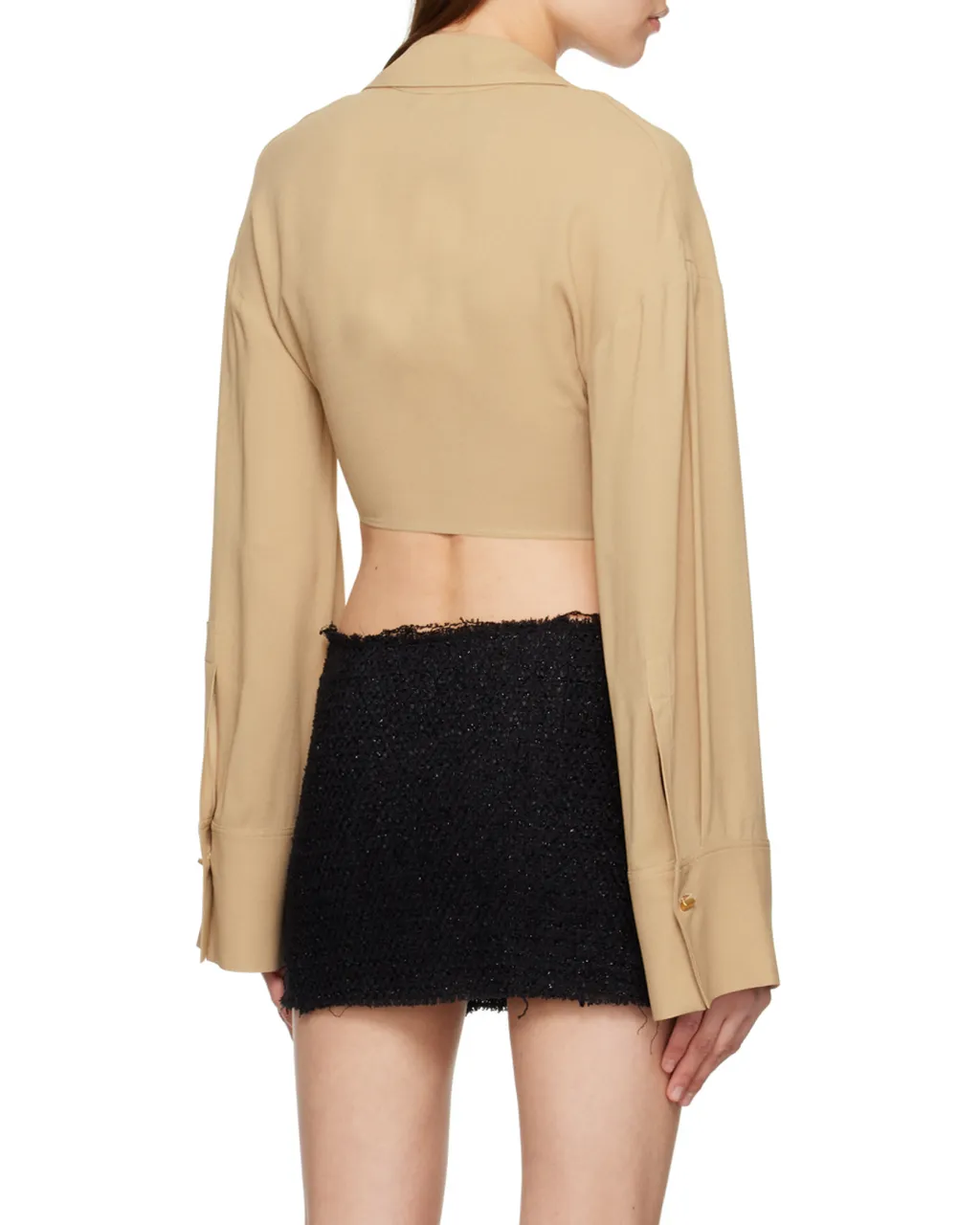 Front-Knot Cropped Shirt