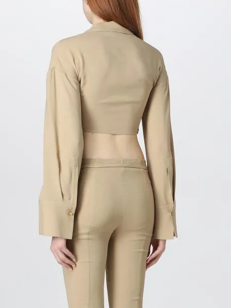 Front-Knot Cropped Shirt
