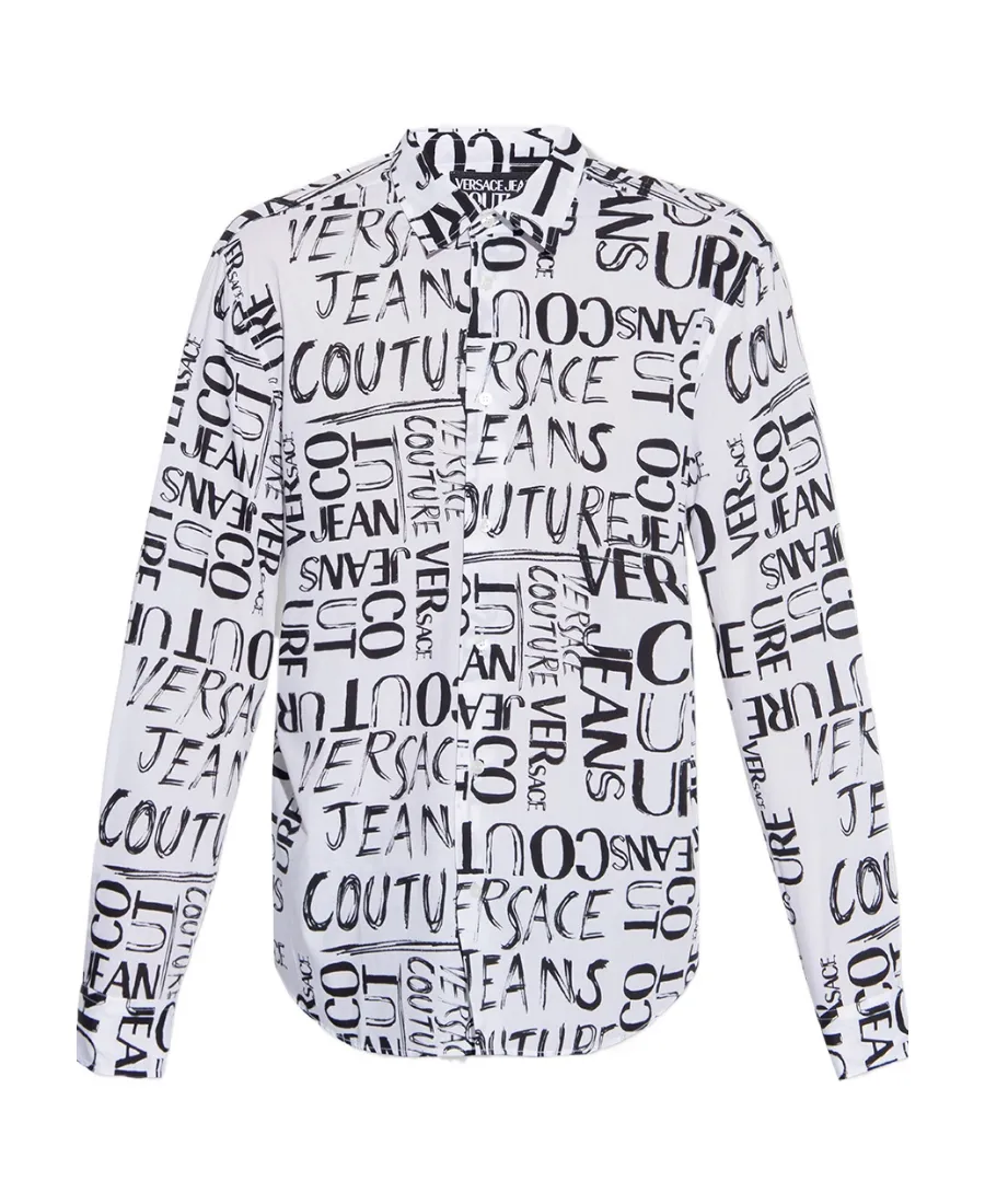 Flocked-Logo Long-Sleeve Shirt