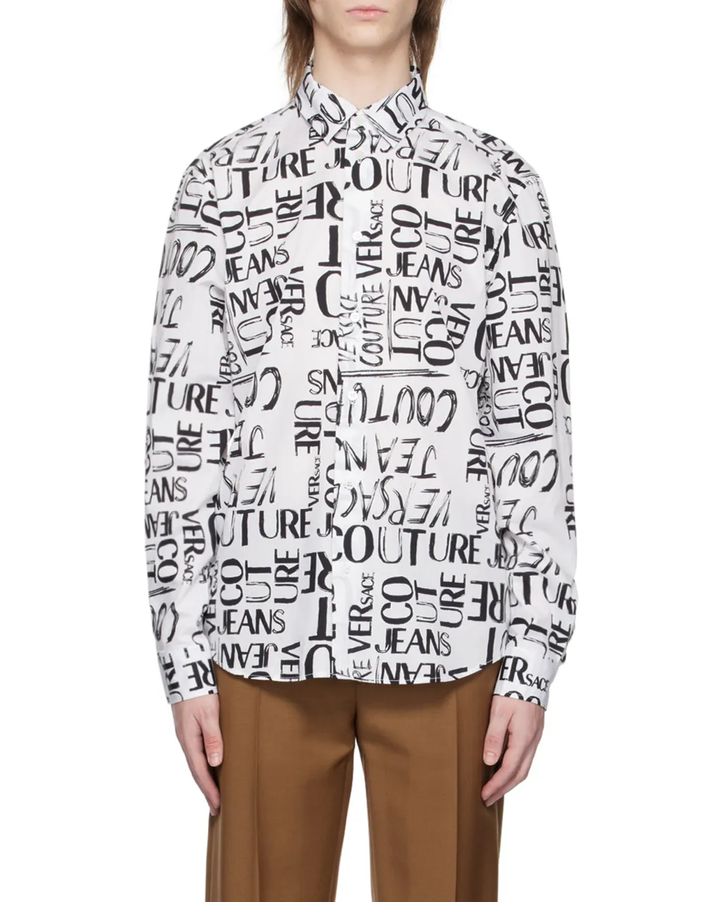 Flocked-Logo Long-Sleeve Shirt