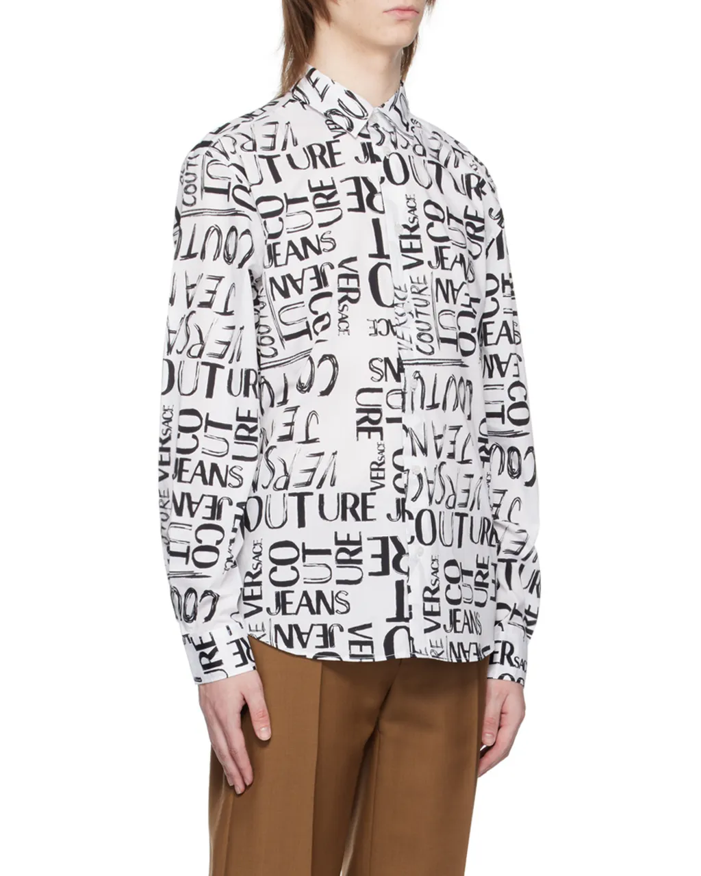 Flocked-Logo Long-Sleeve Shirt