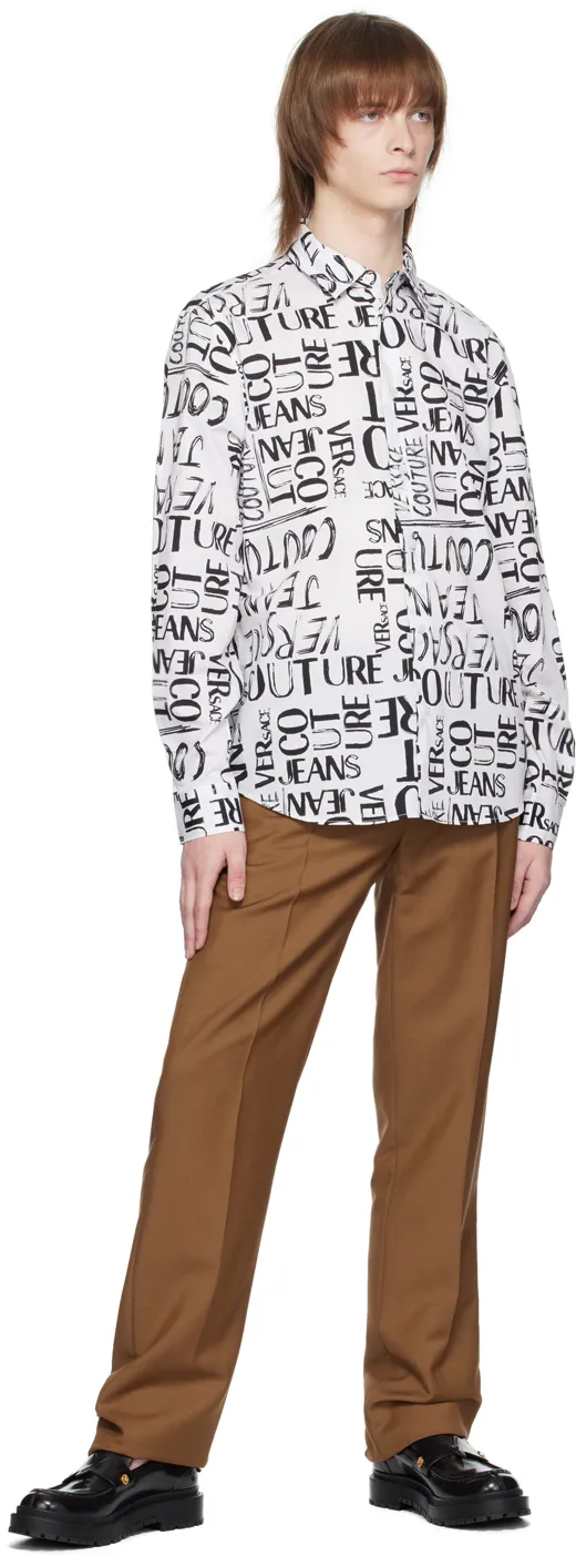 Flocked-Logo Long-Sleeve Shirt