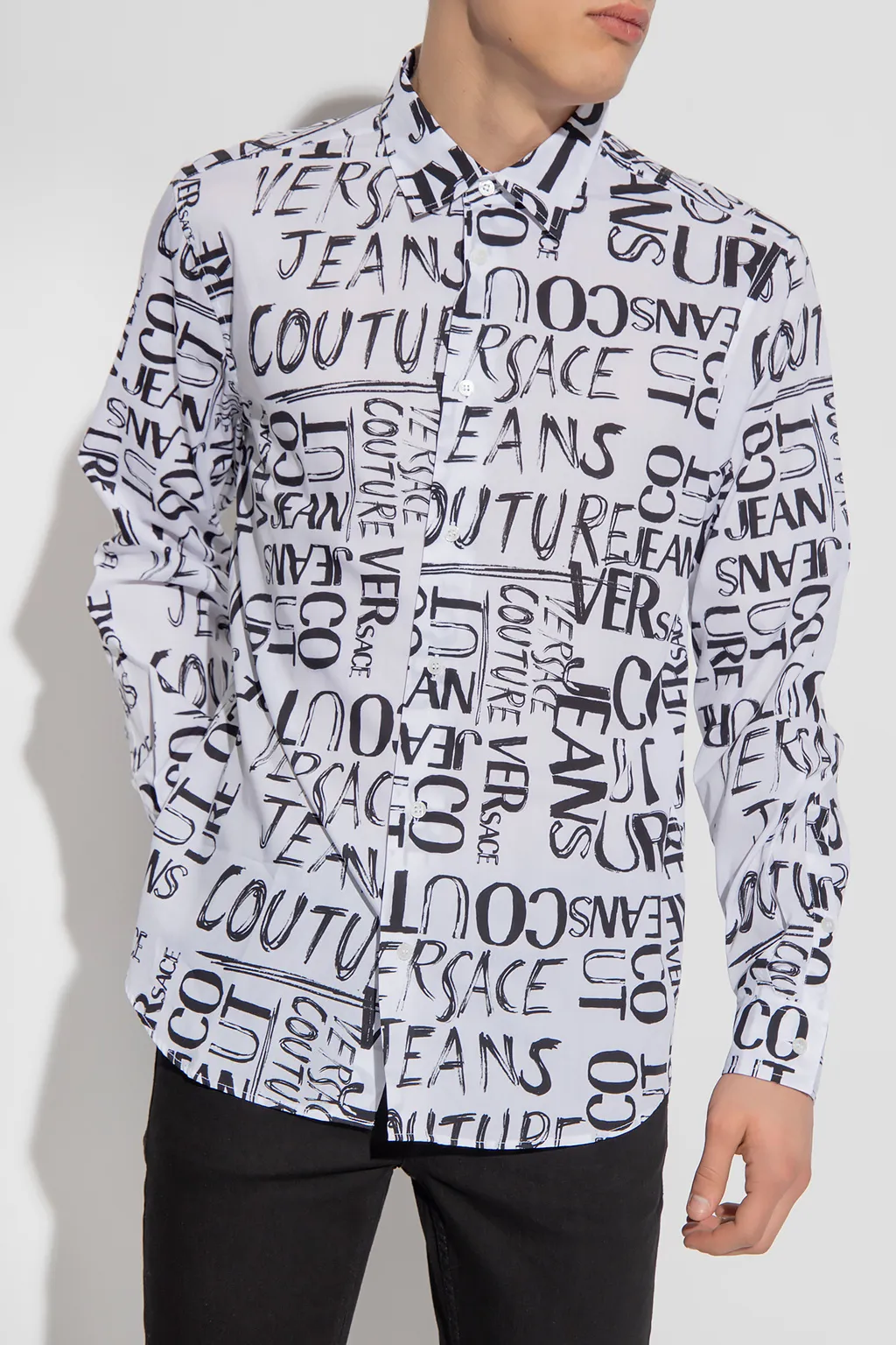 Flocked-Logo Long-Sleeve Shirt