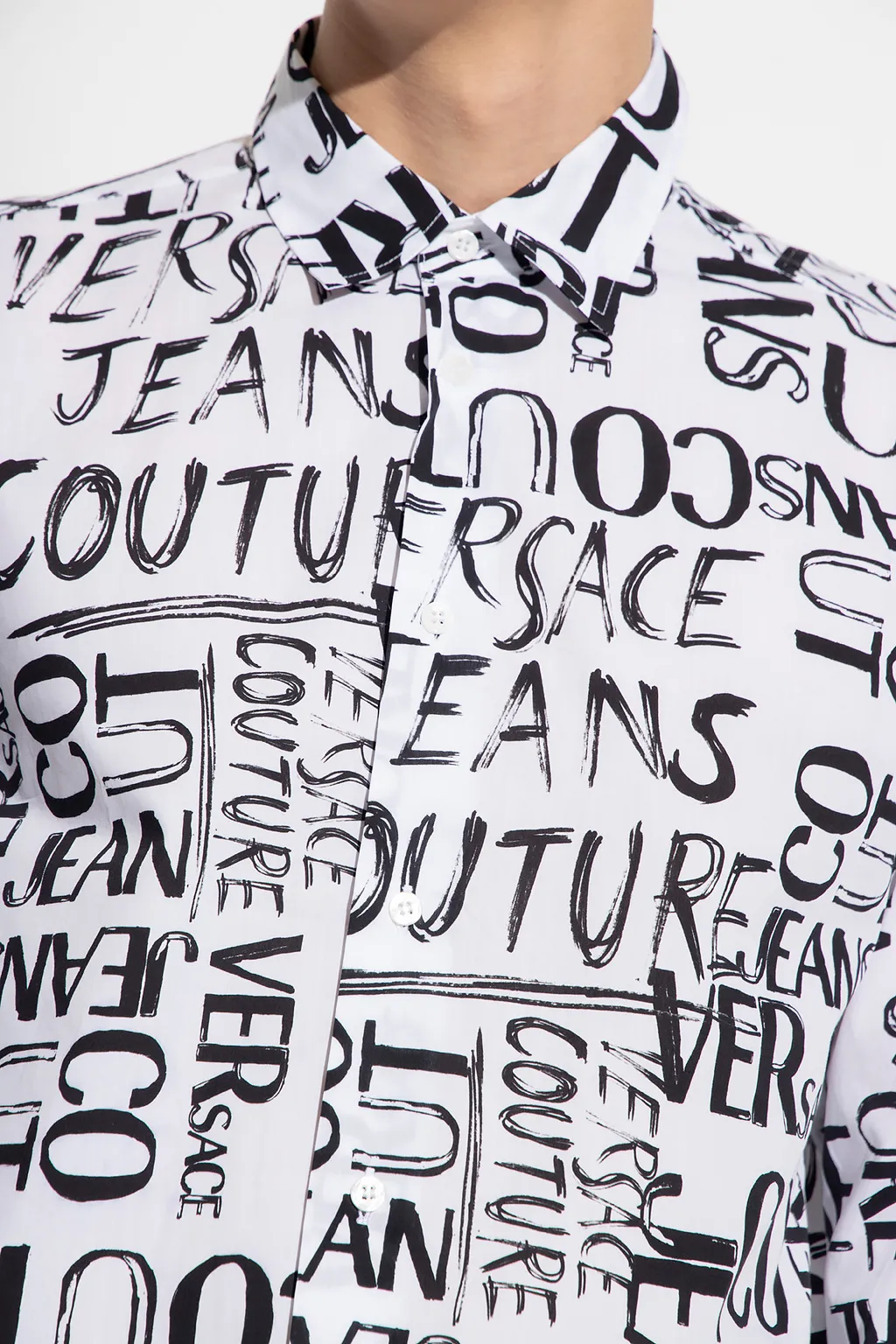 Flocked-Logo Long-Sleeve Shirt