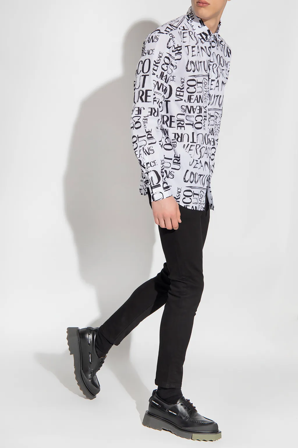 Flocked-Logo Long-Sleeve Shirt