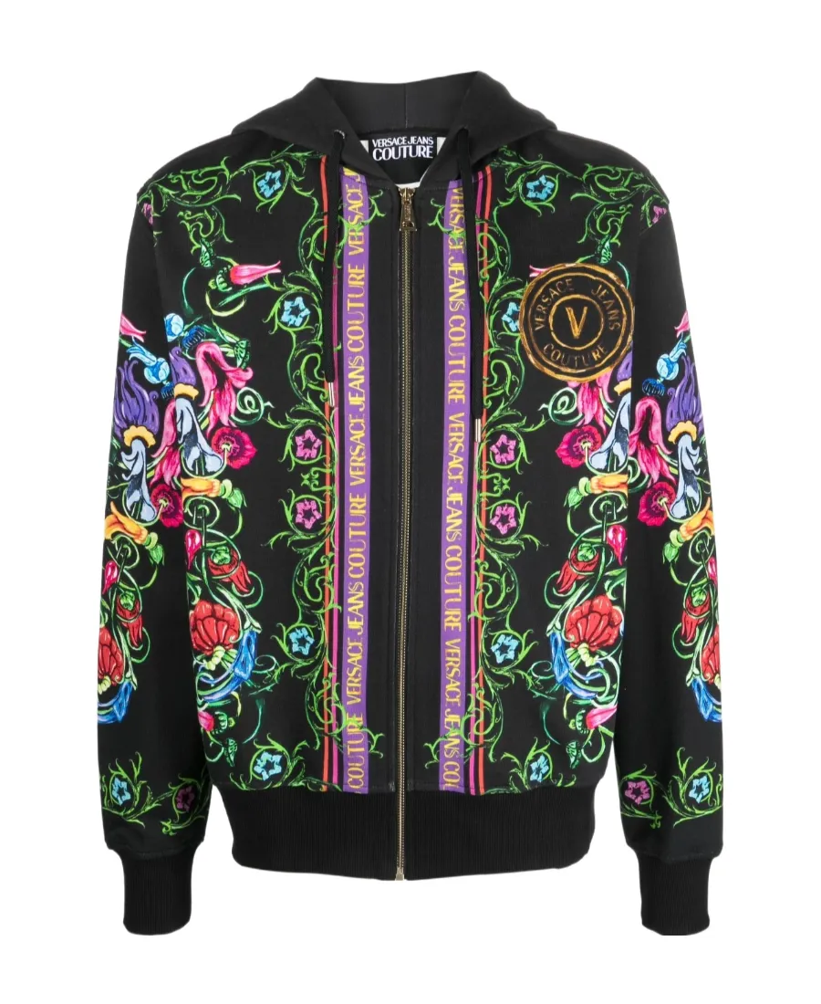 Baroque-Print Cotton Hoodie