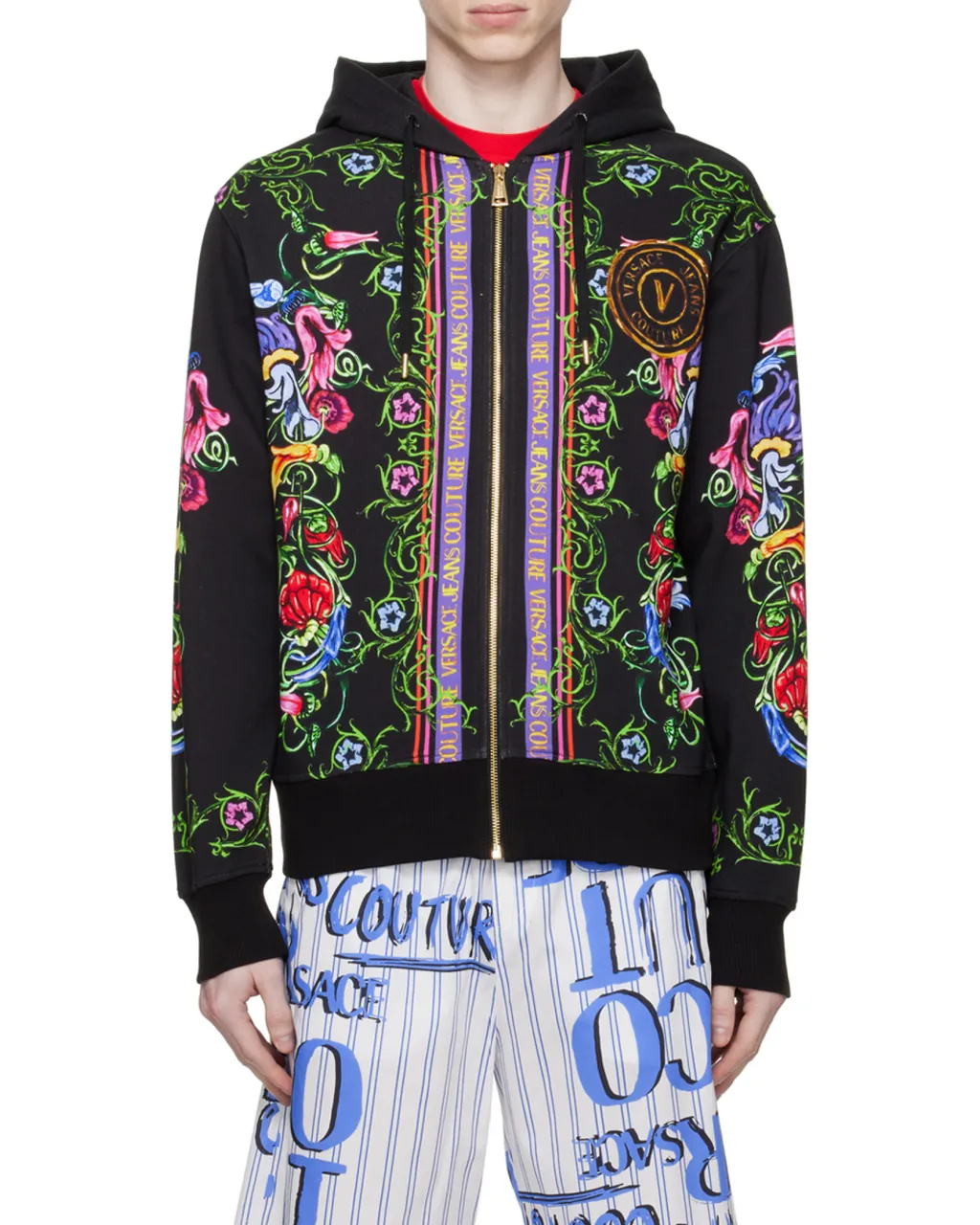 Baroque-Print Cotton Hoodie