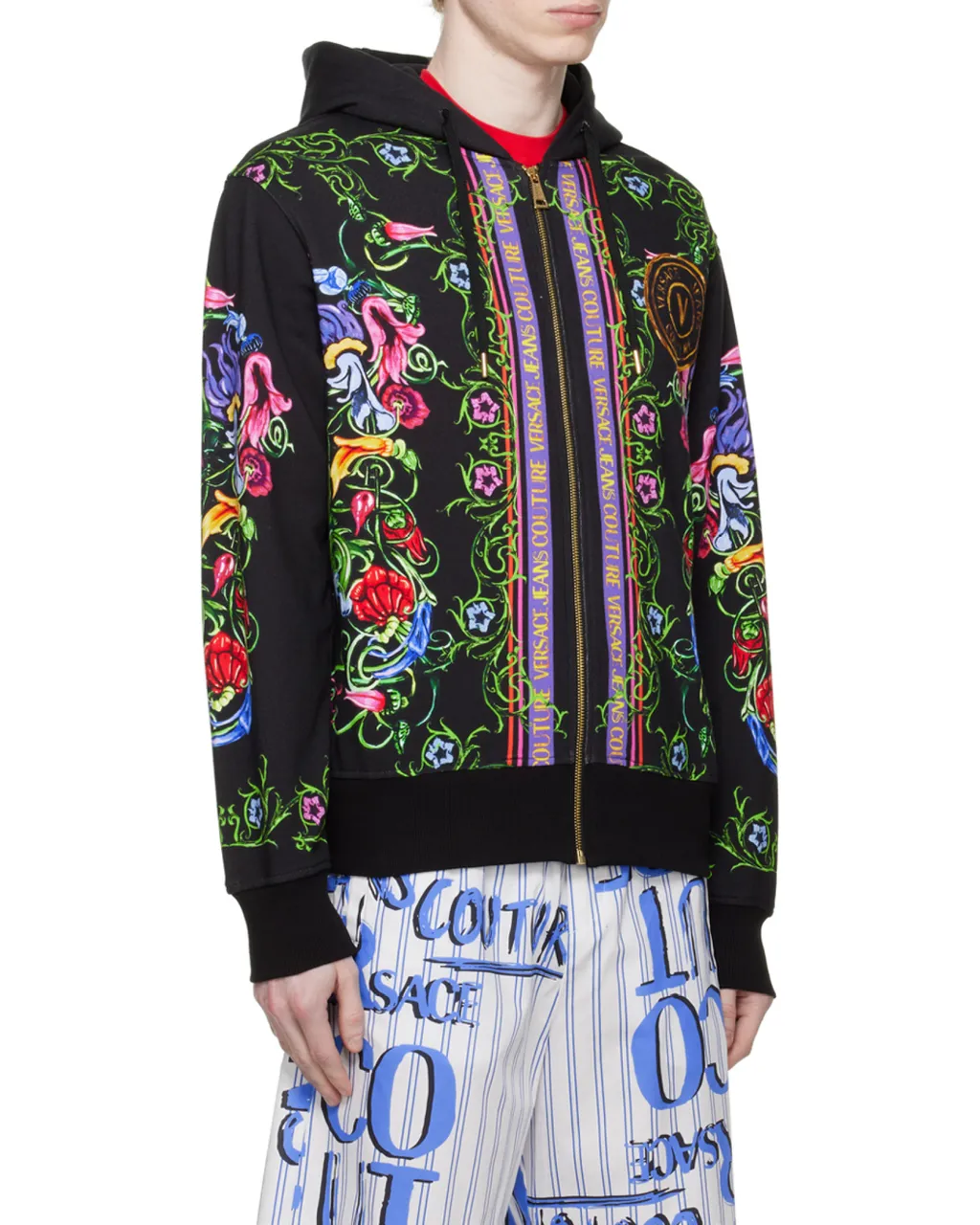 Baroque-Print Cotton Hoodie