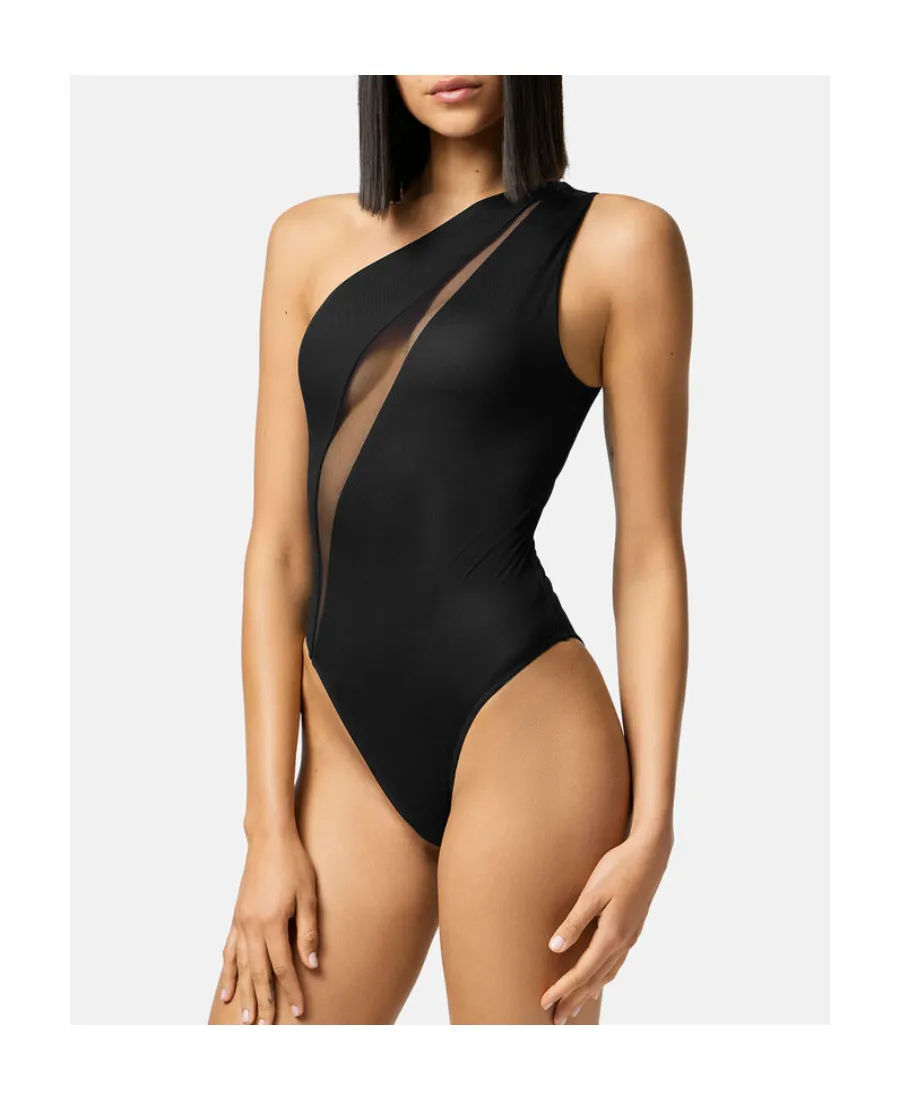 Versace One-Shoulder Cut-Out Swimsuit