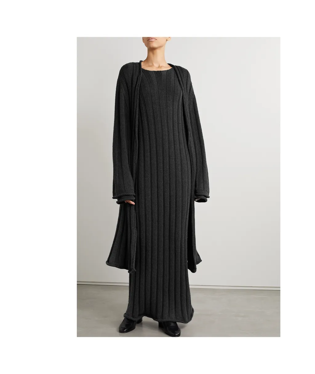 Danielas Rib Wool Blended Extra Long Dress