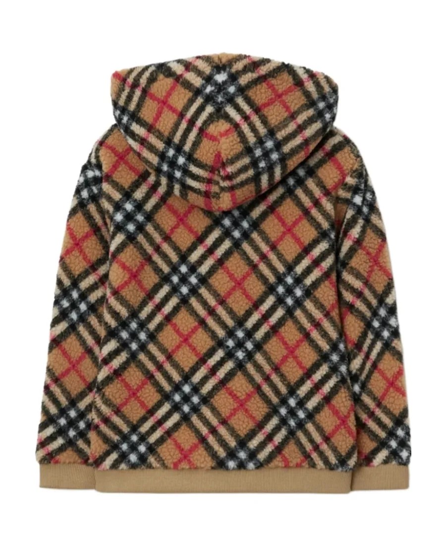 Burberry Kids Checked Zip-Up Fleece Hoodie