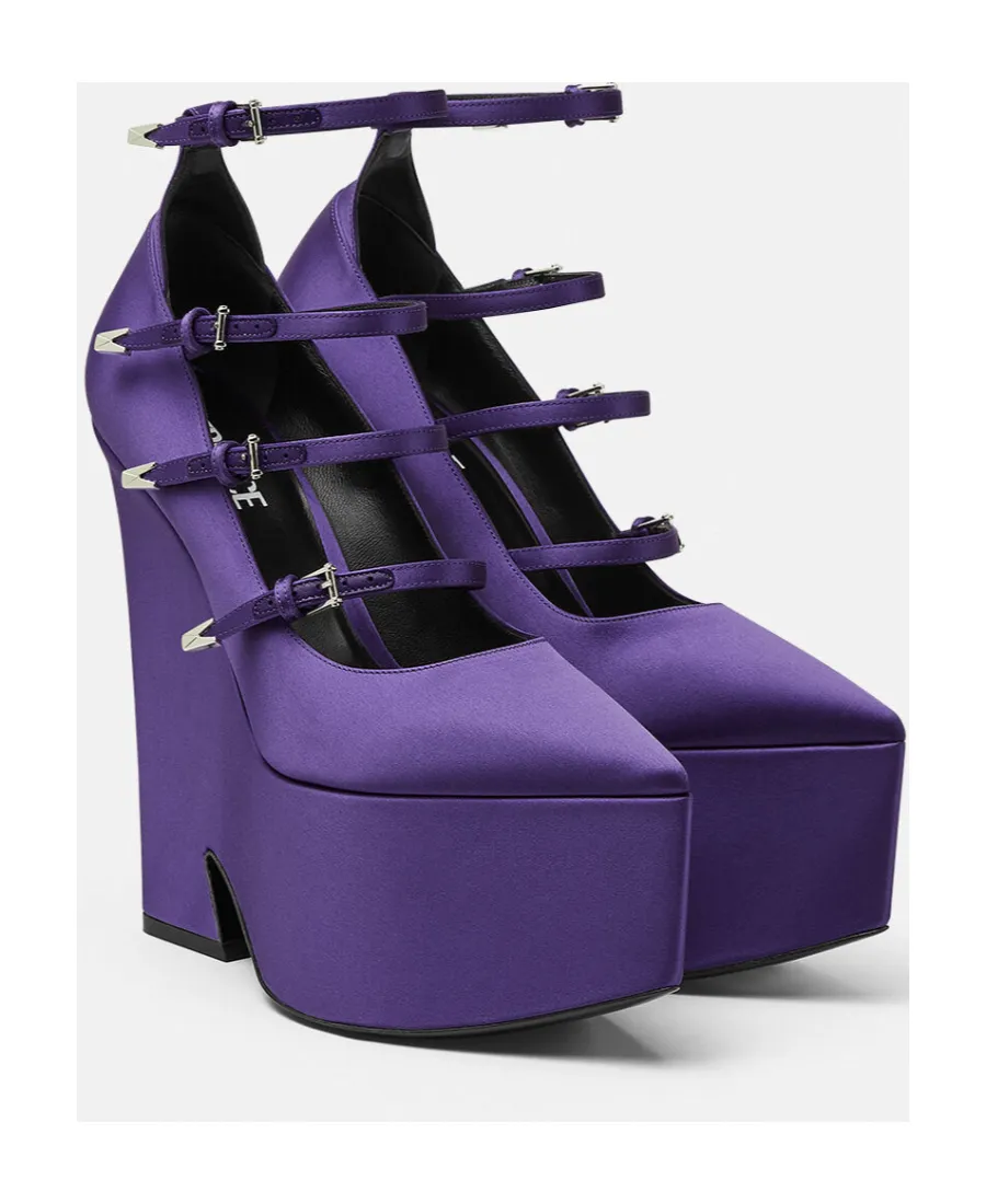 Versace Tempest Strappy Platform Pointed Toe Pumps