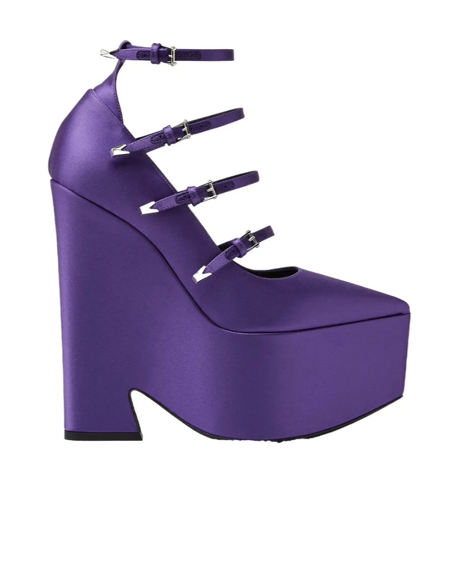 Versace Tempest Strappy Platform Pointed Toe Pumps
