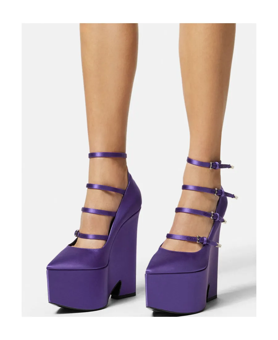 Versace Tempest Strappy Platform Pointed Toe Pumps