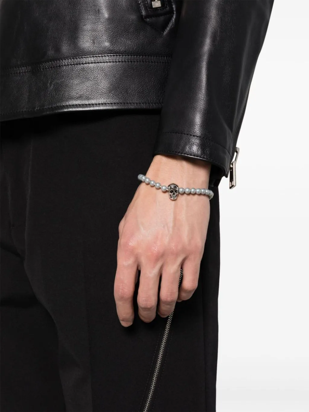 Alexander Mcqueen Skull Charm Stud Embellished Bracelet