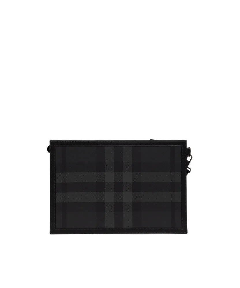 Burberry Frame Logo Plaque Checked Clutch Bag