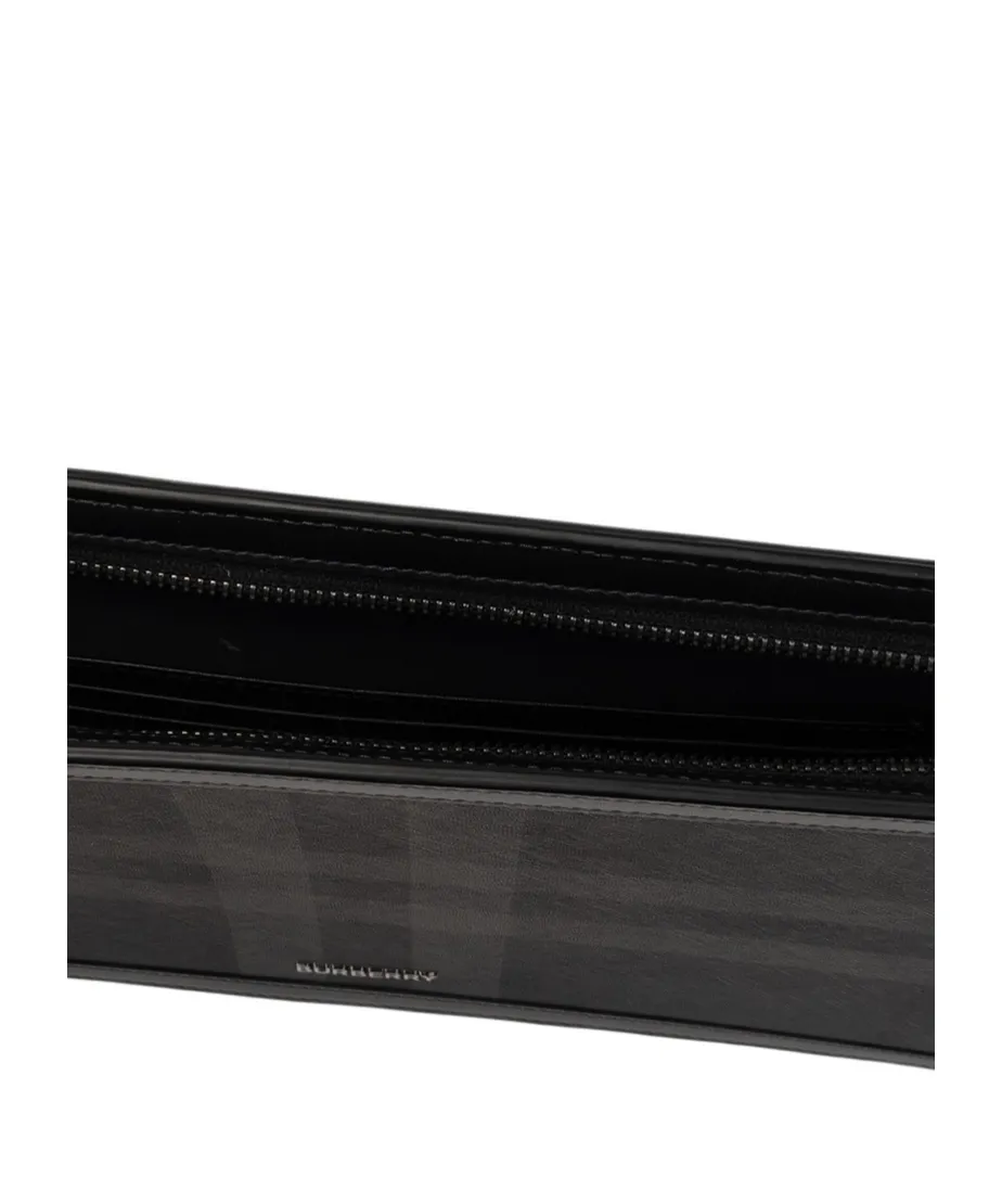Burberry Frame Logo Plaque Checked Clutch Bag