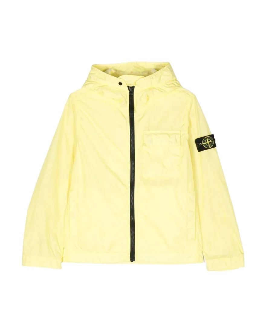 Stone Island Junior Logo Patch Hooded Zipped Jacket
