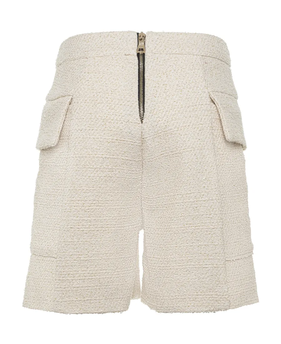 Balmain Kids Embossed Button Knitted Shorts