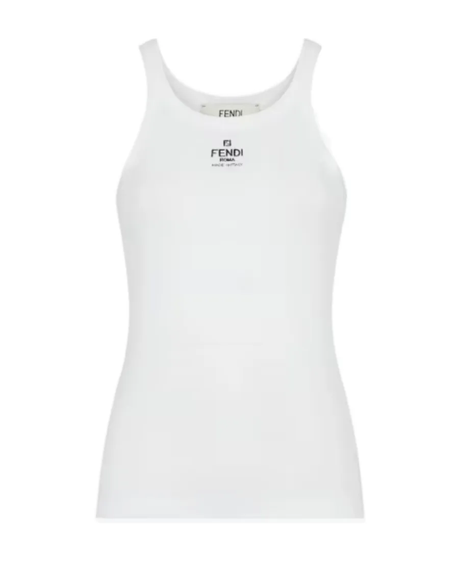Fendi Logo Embroidered Knitted Tank Top
