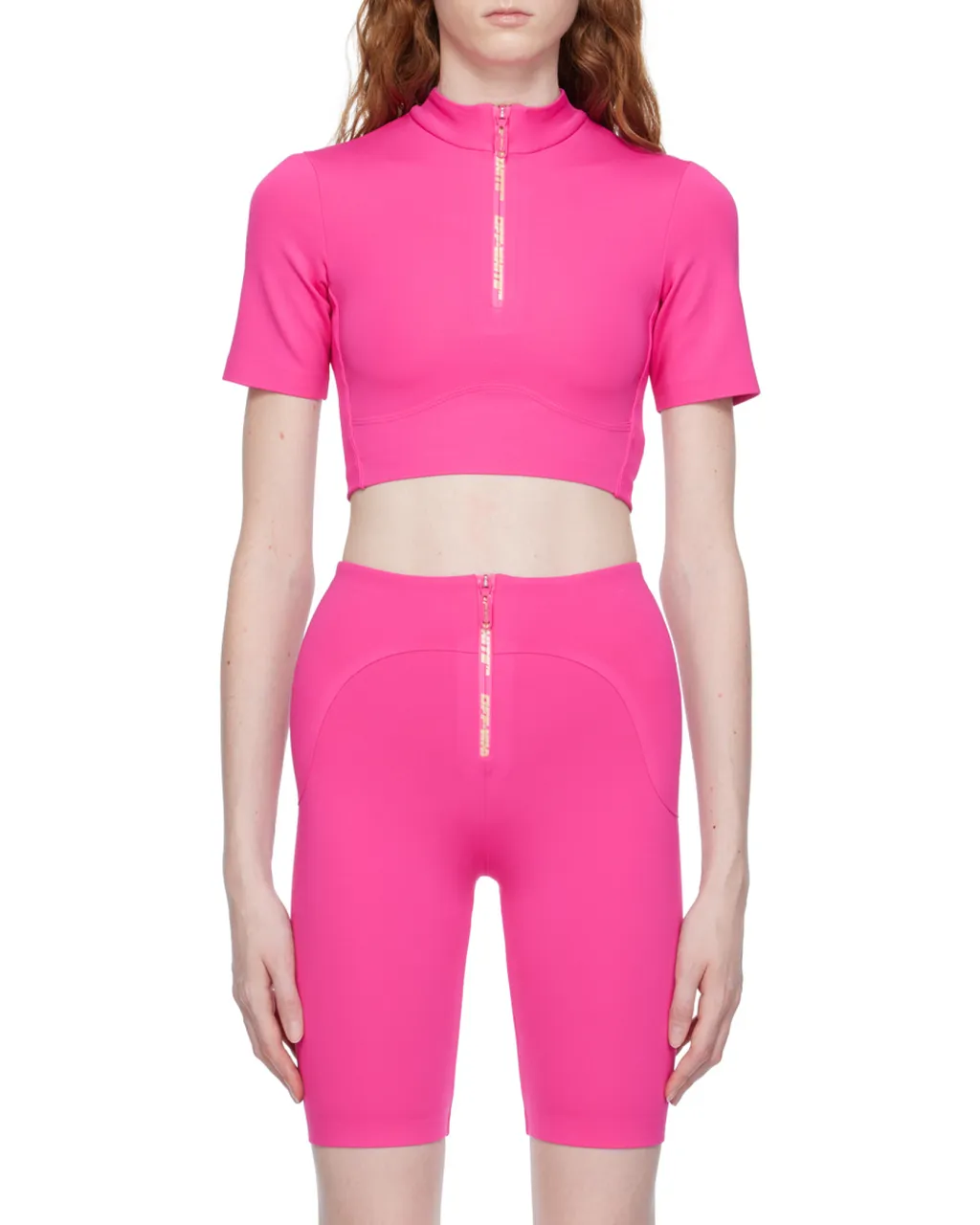 Off-White Zip Detailed Short-Sleeved Top