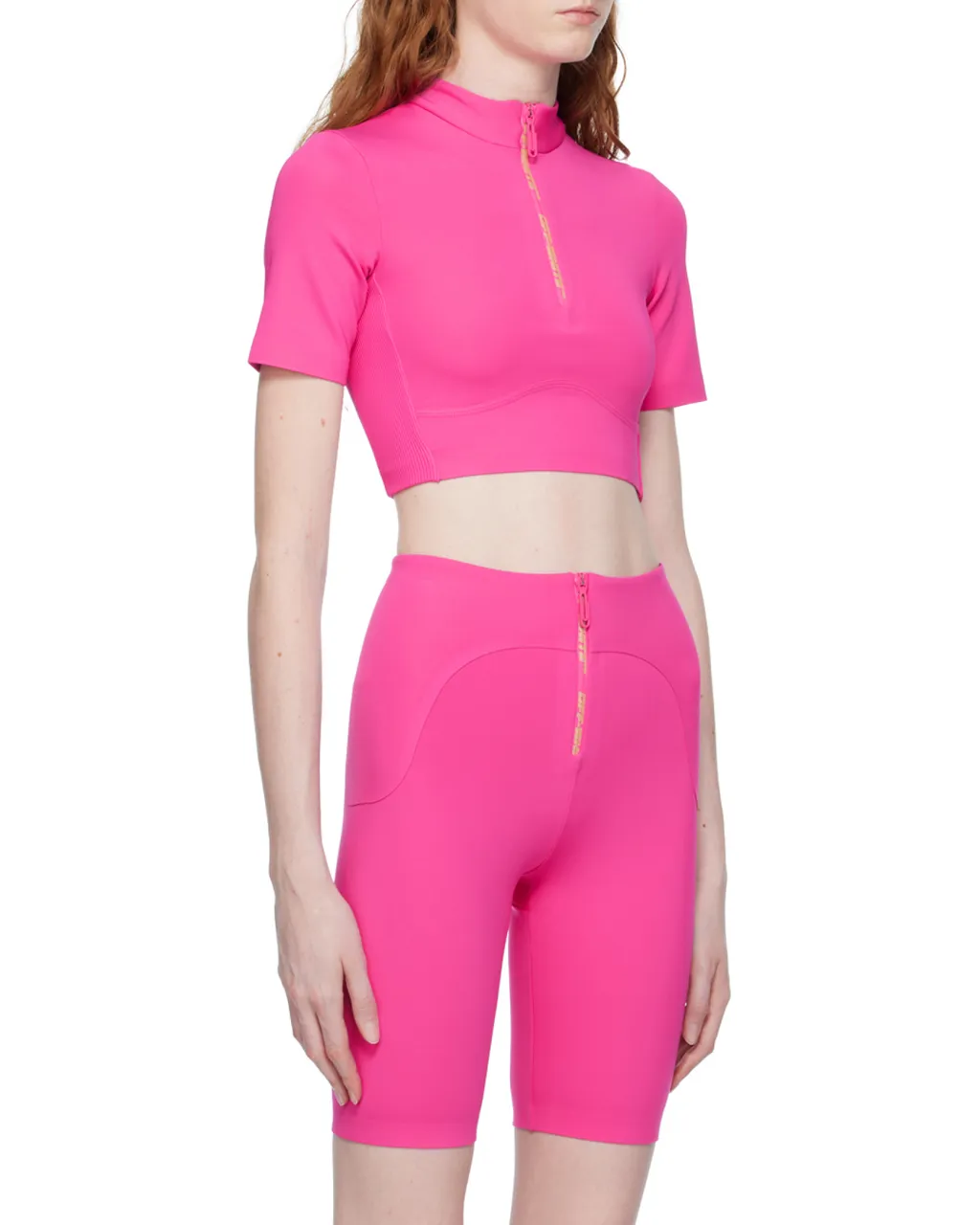 Off-White Zip Detailed Short-Sleeved Top