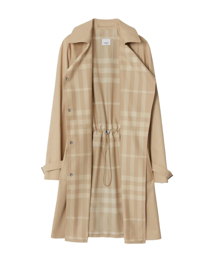 Notched-Collar Buttoned Trench Coat