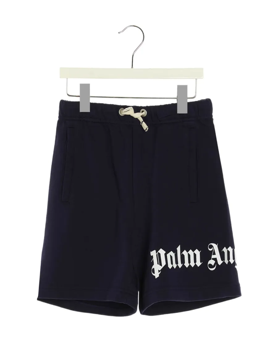 Palm Angels Kids Logo Printed Drawstring Bermuda Shorts