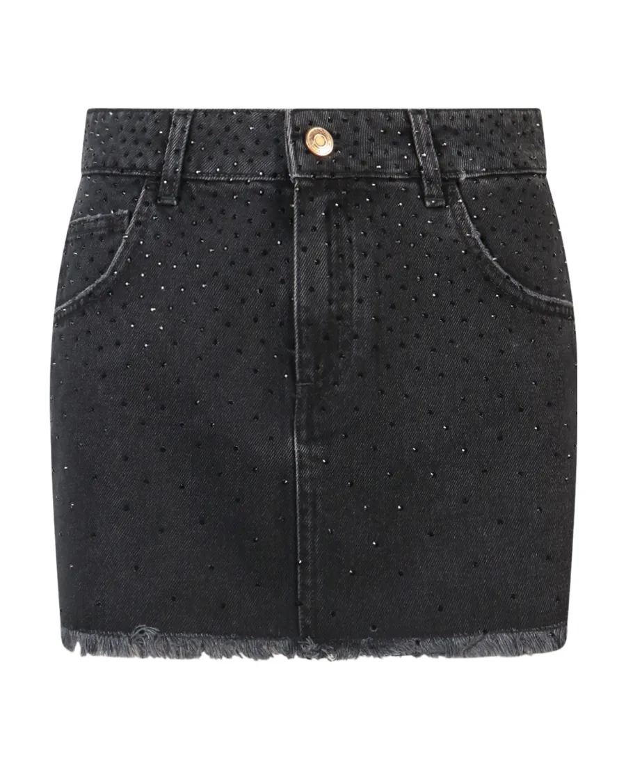 Blumarine Rhinestone Embellished Denim Mini Skirt