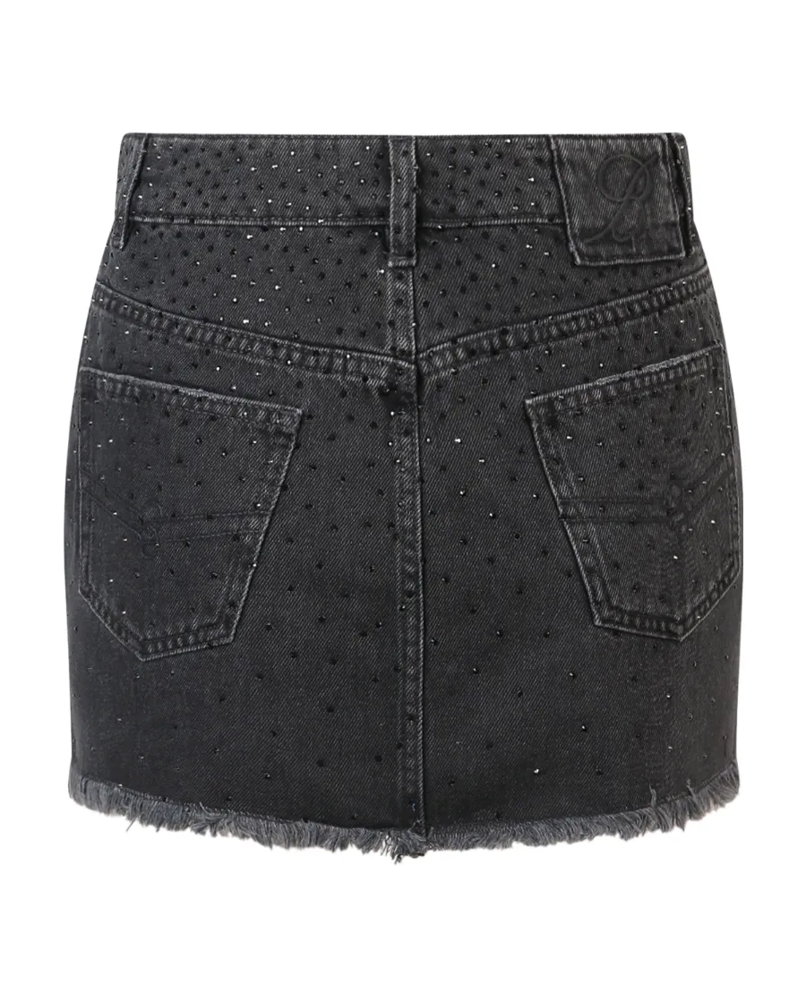 Blumarine Rhinestone Embellished Denim Mini Skirt