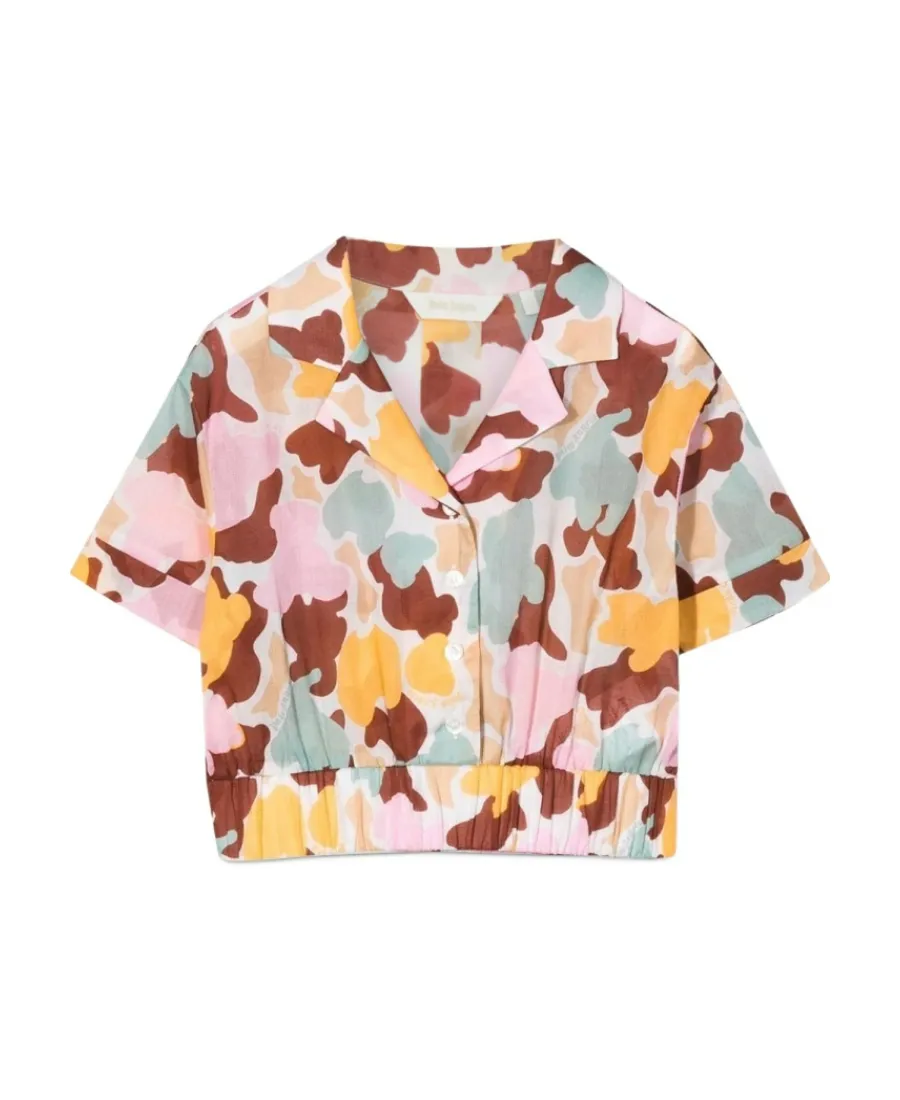 Palm Angels Kids Cropped Shirt Camouflage