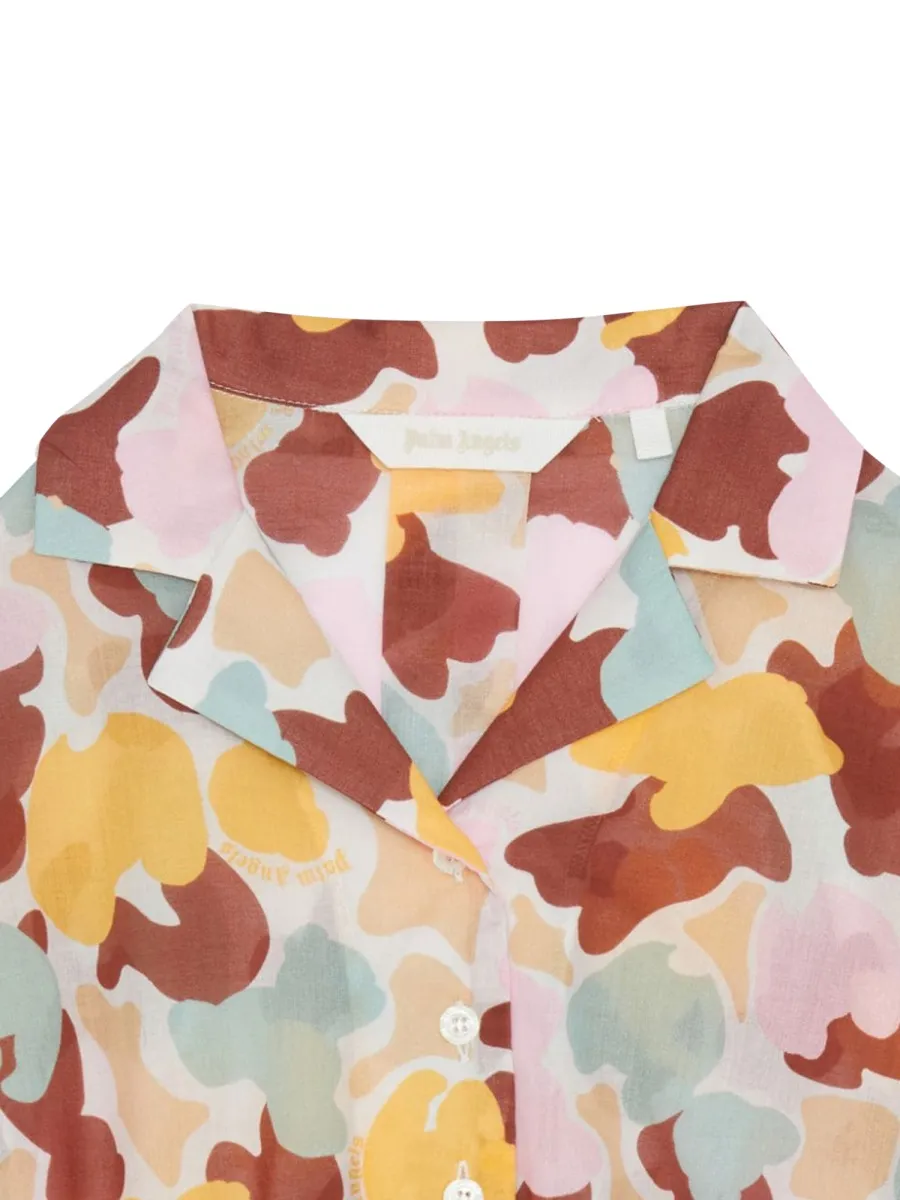 Palm Angels Kids Cropped Shirt Camouflage