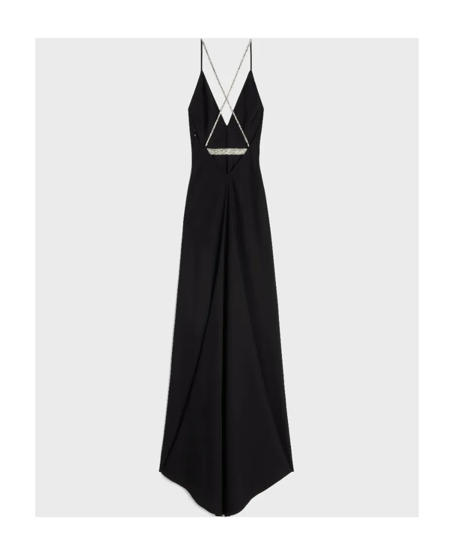 Lingerie Dress With Rhinestones In Satin-Lined CrÊPe