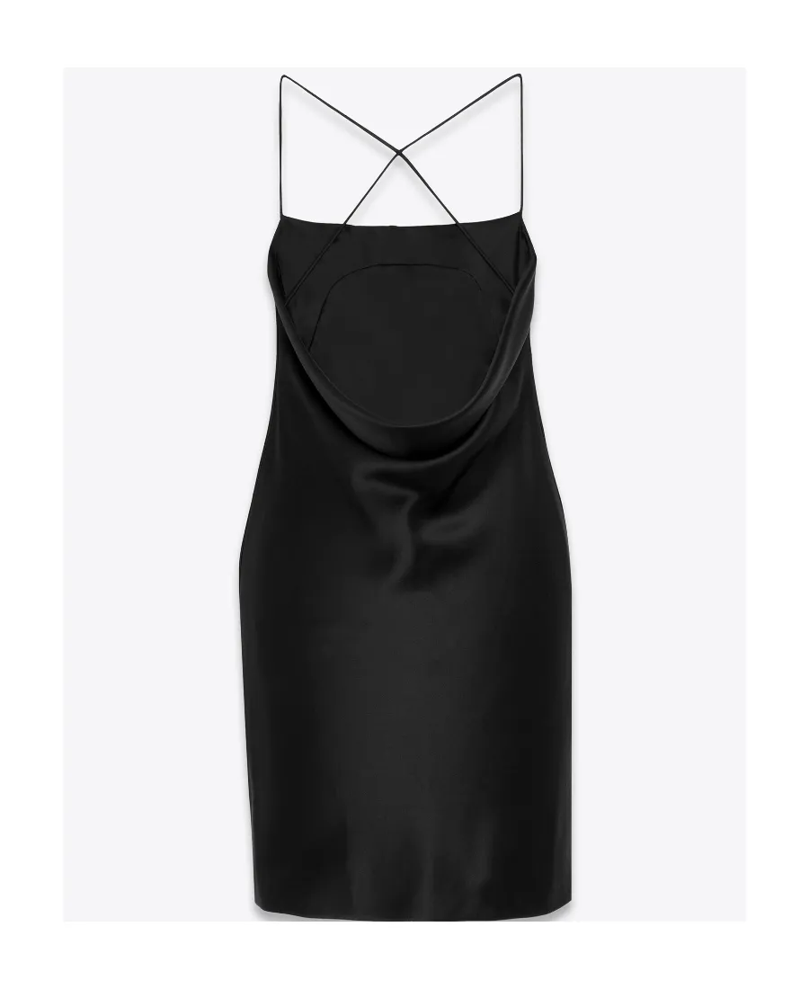 Saint Laurent Cross-Over Strap Draped Mini Dresse