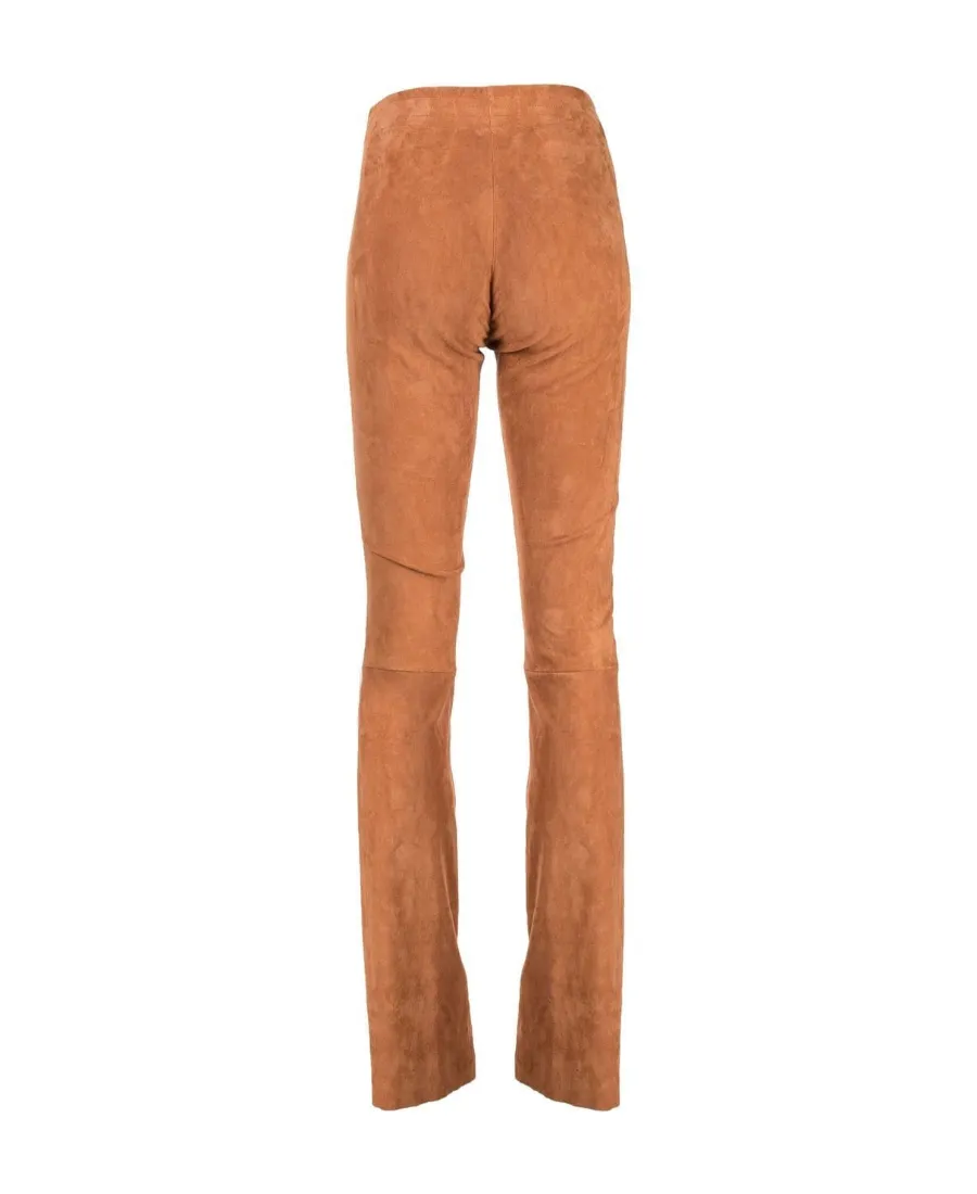 Flared Suede Stretch Trousers