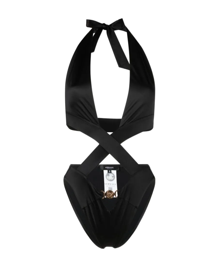 Versace Logo Detailed Cut-Out Swimsuit