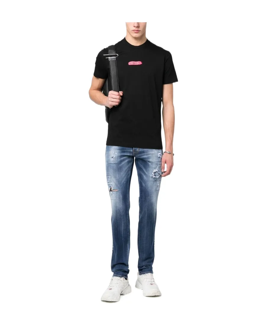 Mid-Wash Distressed Slim Fit Jeans