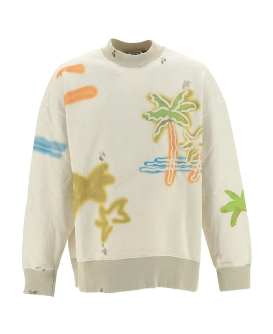 Palm Angels Plam Printed Crewneck Sweatshirt
