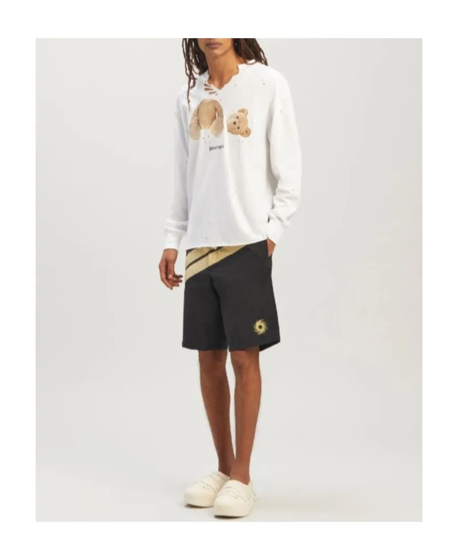 Palm Angels Logo Printed Distressed Sweatshirt