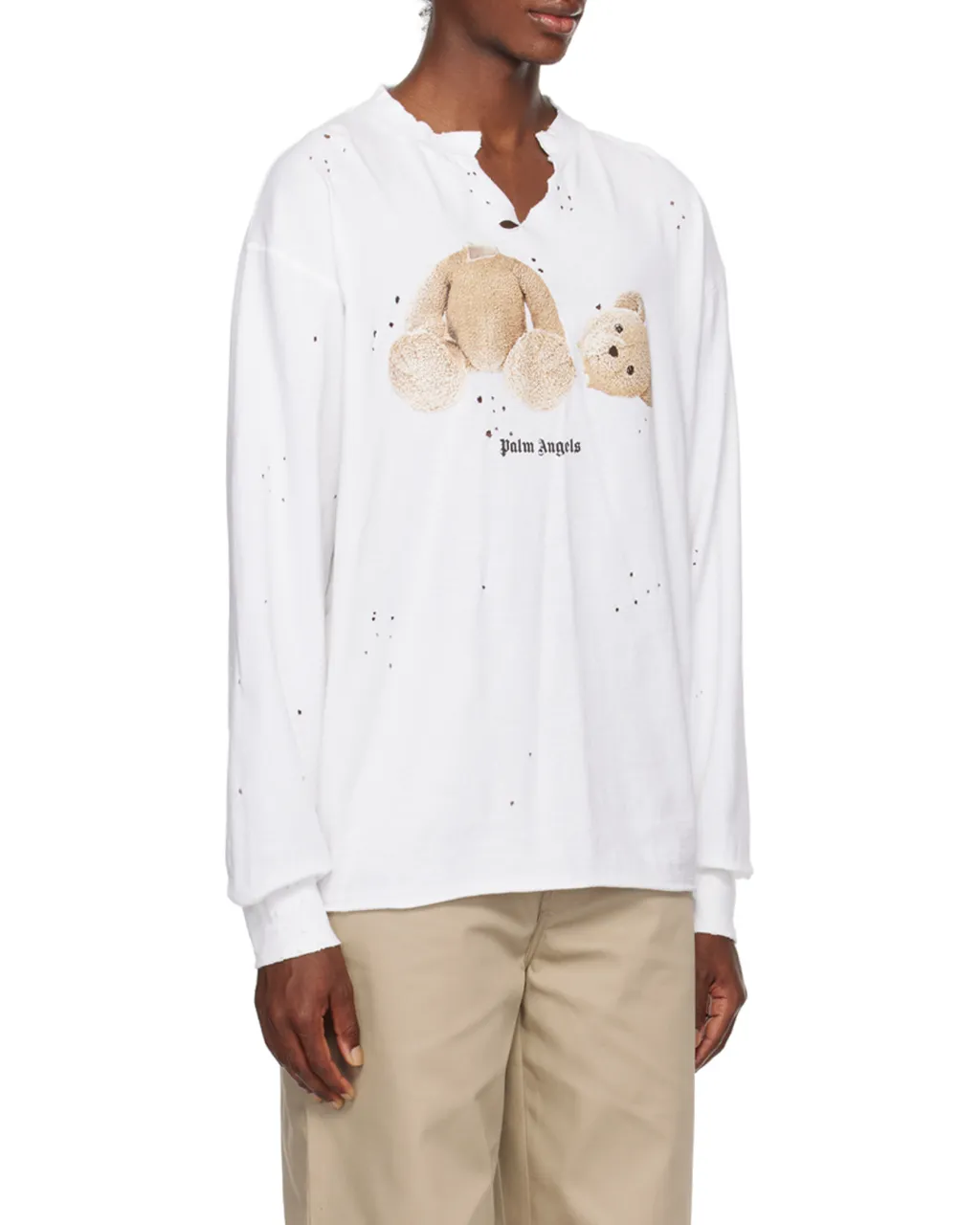 Palm Angels Logo Printed Distressed Sweatshirt