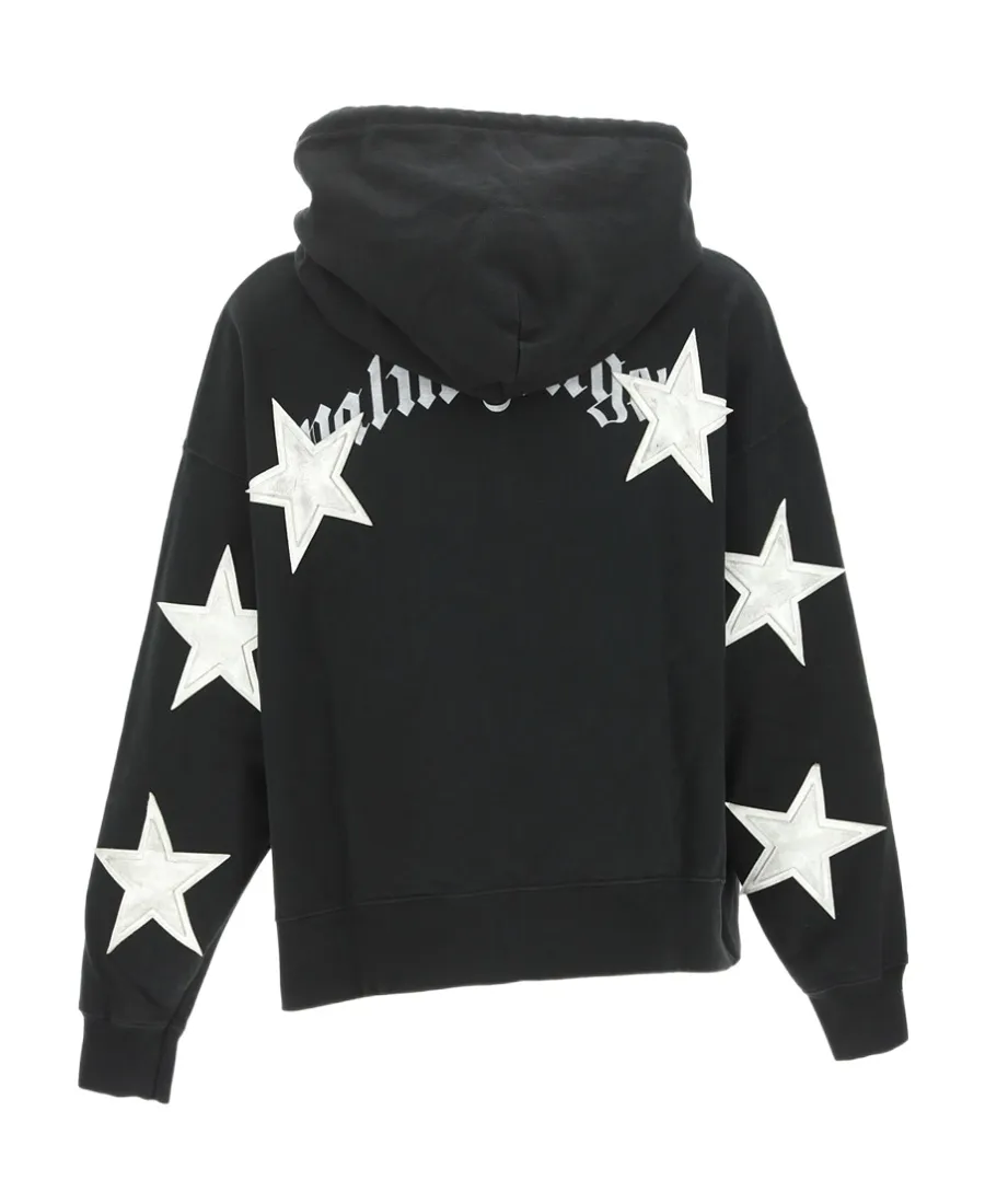 Palm Angels Stars Patch Drawstring Hoodie